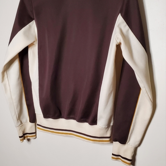 Brown and Bone Athletic Scene Zipped Light Sport Jacket with Ribbed Cuffs - Picture 3 of 11